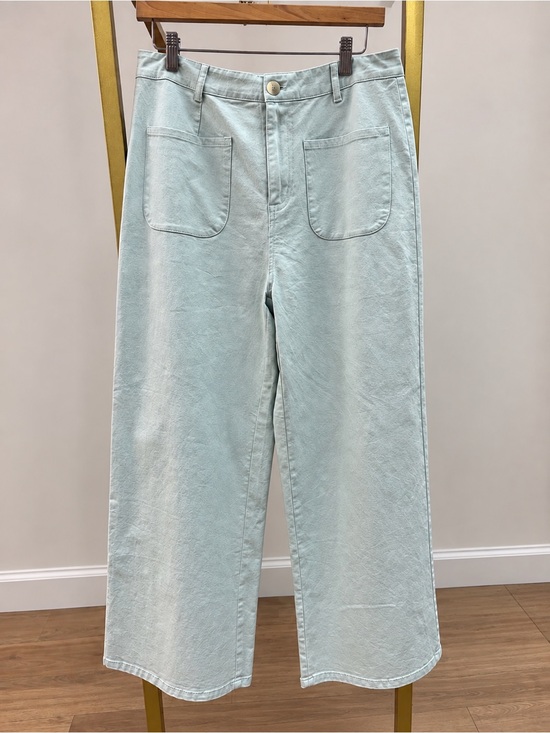 entro Pants - entro Mint Green Wide-Leg Cotton Chinos